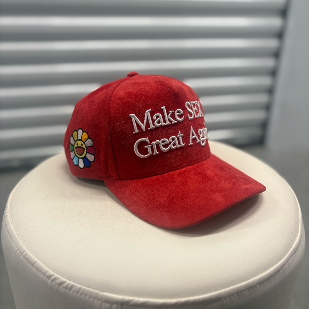 Red Embroidered Cap - Picture 2 of 5